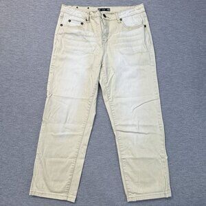 Tru Luxe Womens Embellished Beige Denim Capris Size 14 Studded Back Pockets